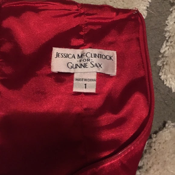 Red Strapless Jessica McClintock Prom Dress - Picture 3 of 4